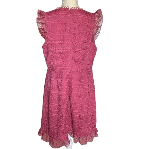 J. Crew Women’s CAP Sleeves Ruffle Dress Size 12 Mixed Lace Crochet - Picture 7 of 11